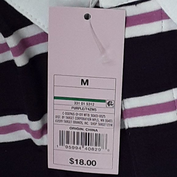 NWT Wild Fable Purple & White Striped Long Sleeve Shirt  / Top / Blouse - Picture 5 of 6